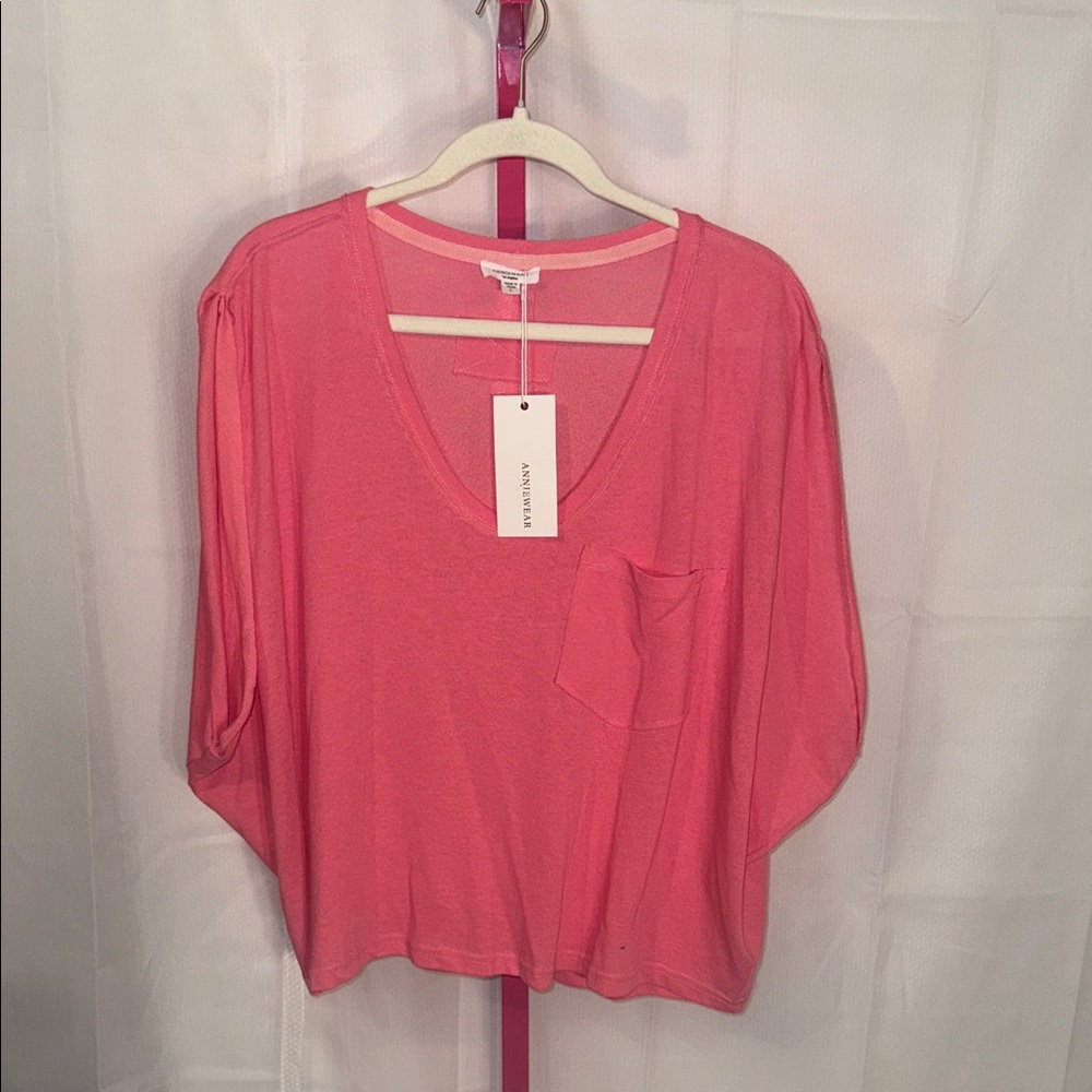Anniewear LA Coral Boxy Tee with Pocket Detail